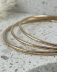 Round Hammered Bangle Bracelet - Solid 9ct Gold - Ativa Jewellery