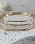 Round Hammered Bangle Bracelet - Solid 9ct Gold - Ativa Jewellery