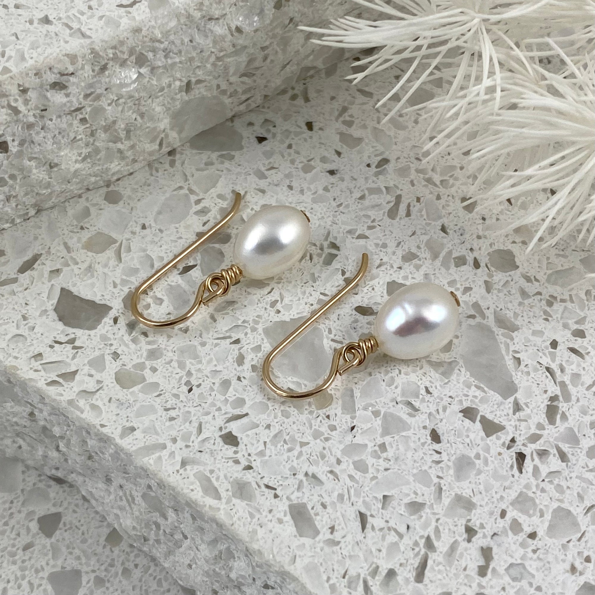 Waltz Baroque Freshwater Pearl Drop Earrings - Gold Filled