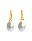 Solid 9ct Gold & Pearl Drop Huggie Earrings - Ativa Jewellery