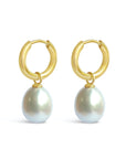 Solid 9ct Gold & Pearl Drop Huggie Earrings - Ativa Jewellery