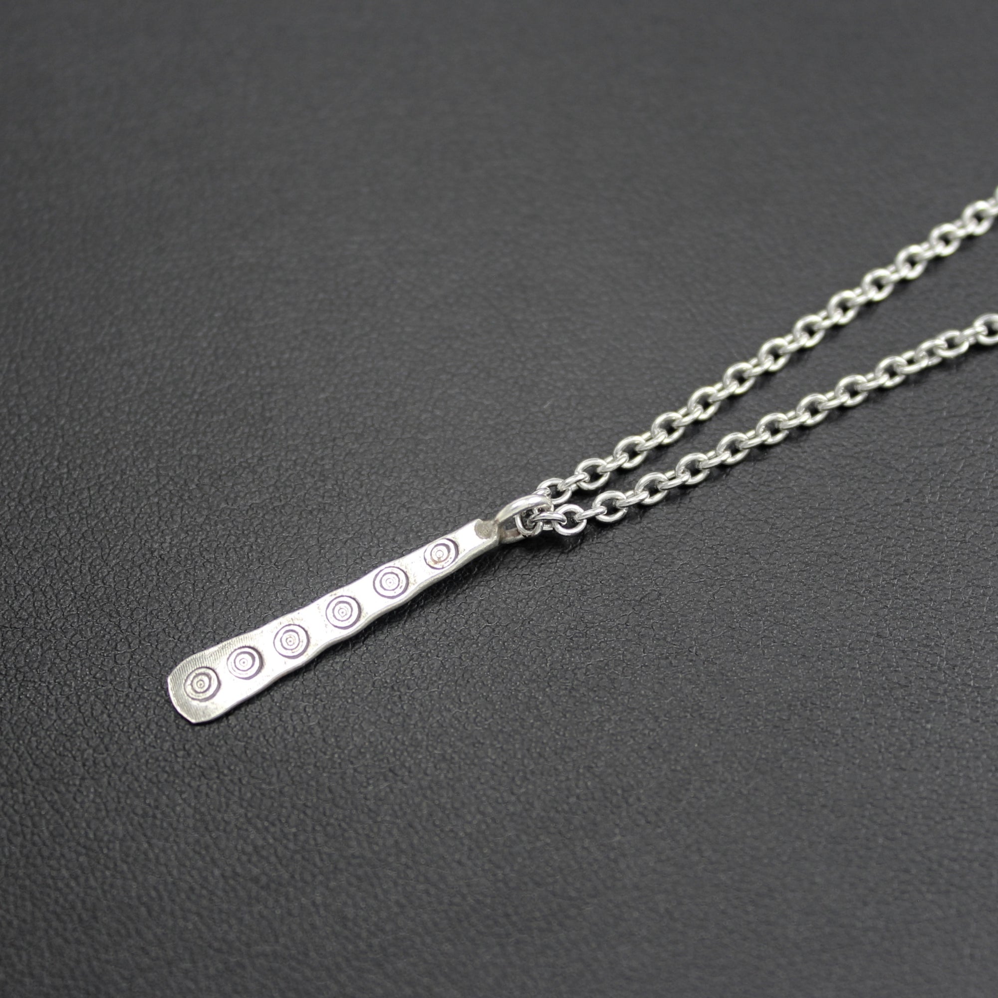Mens | Stamped Silver Paddle Pendant Necklace