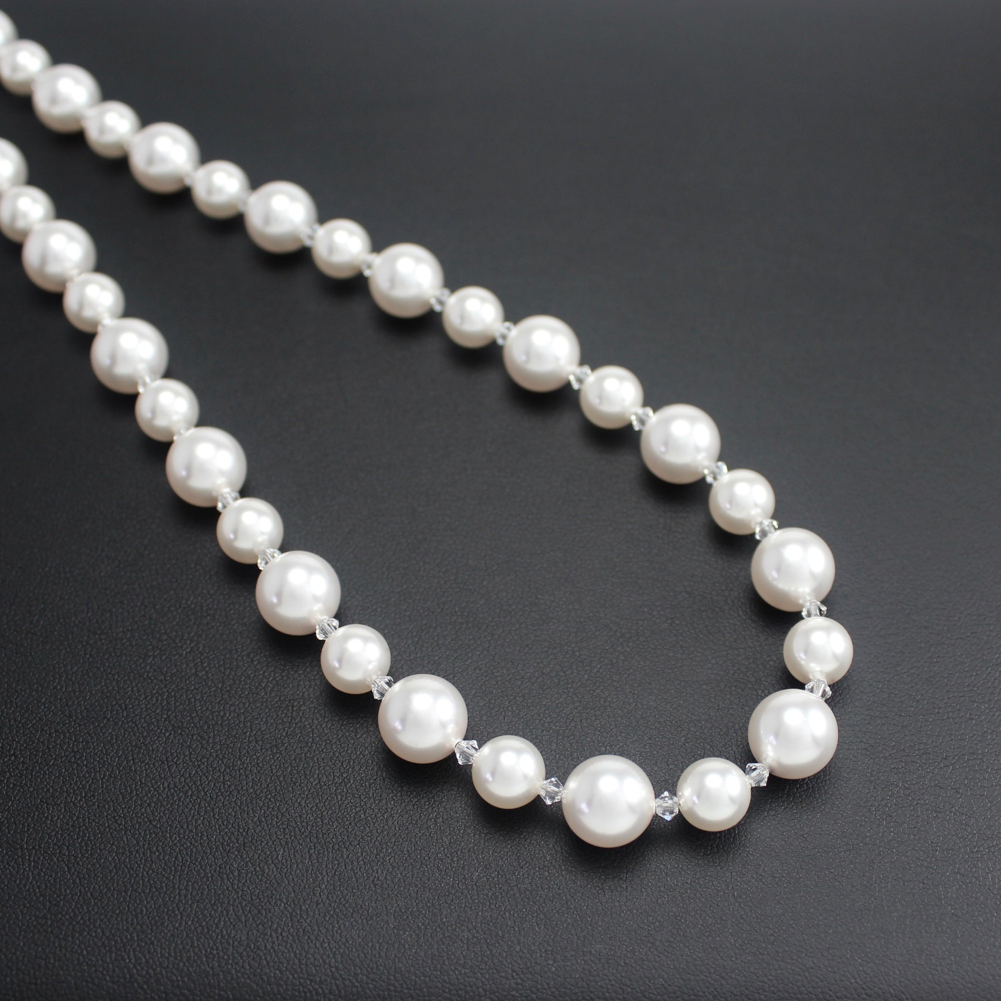Classical Crystal White Pearl 8/10mm Necklace