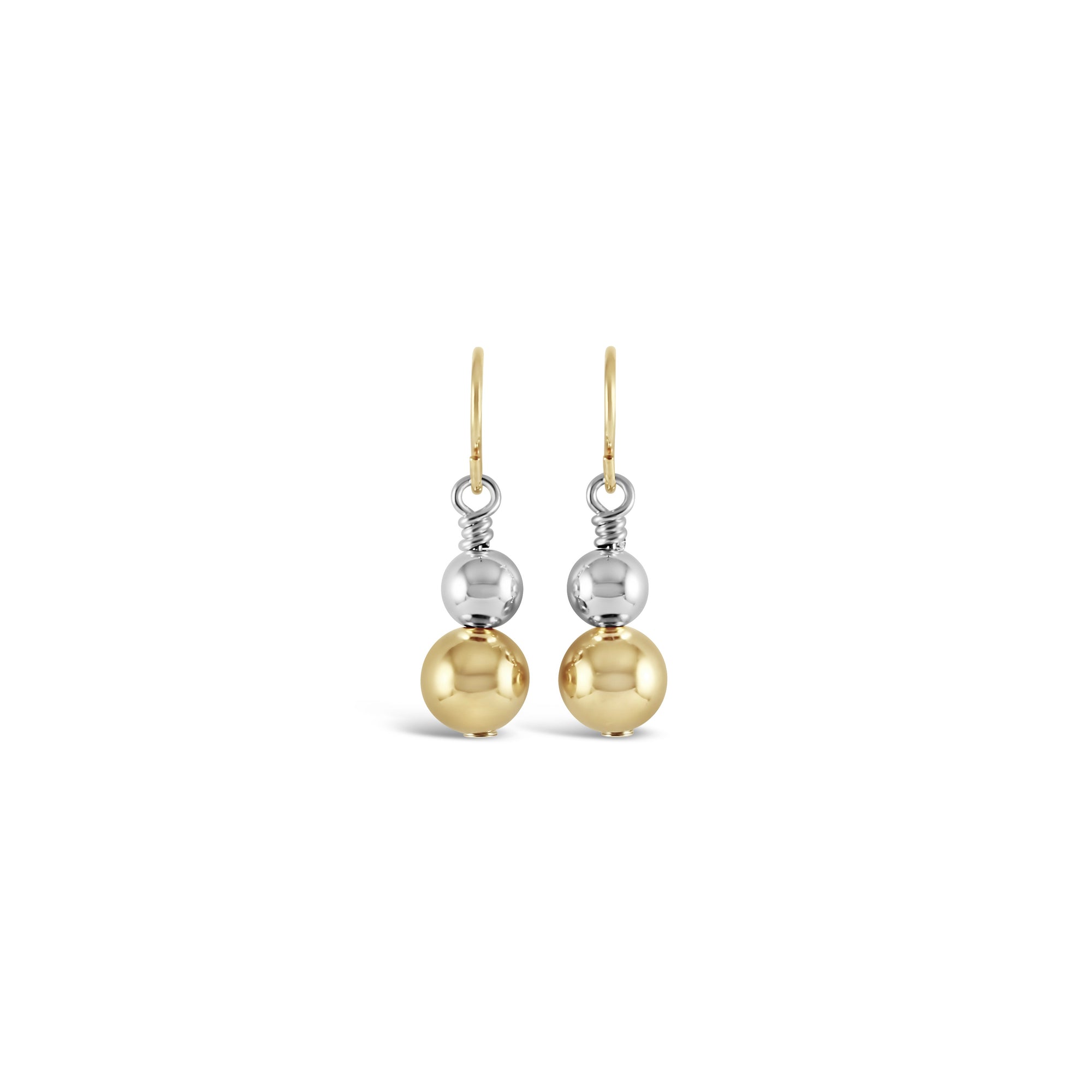 Contemporary Gold &amp; Silver Duo Drop Earrings