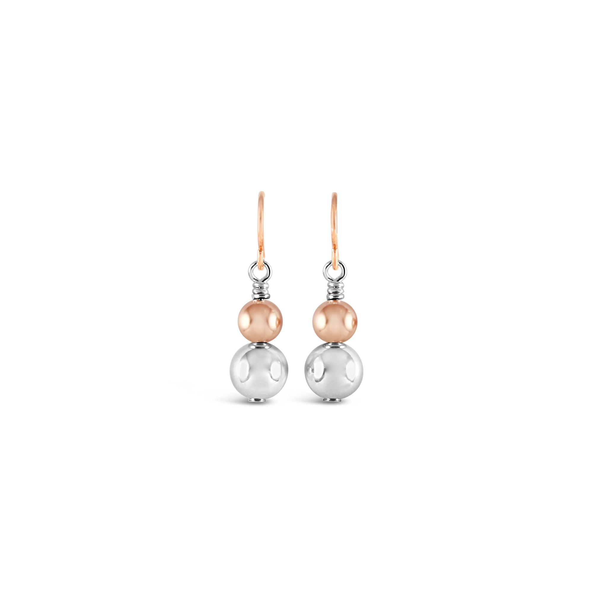 Contemporary Rose Gold &amp; Silver Duo Drop Earrings