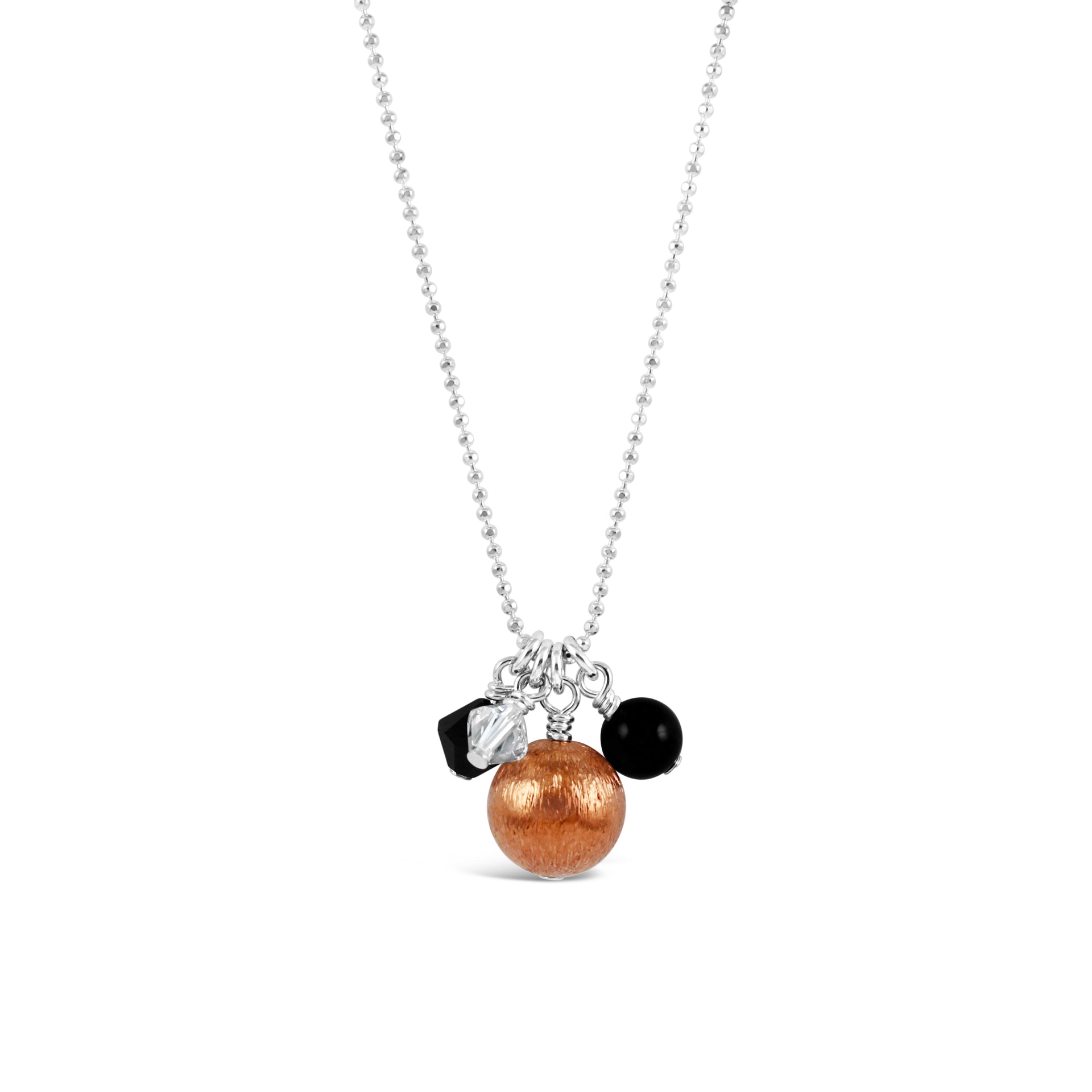 Bolero Cluster Necklace with Copper, Black Onyx and Crystal