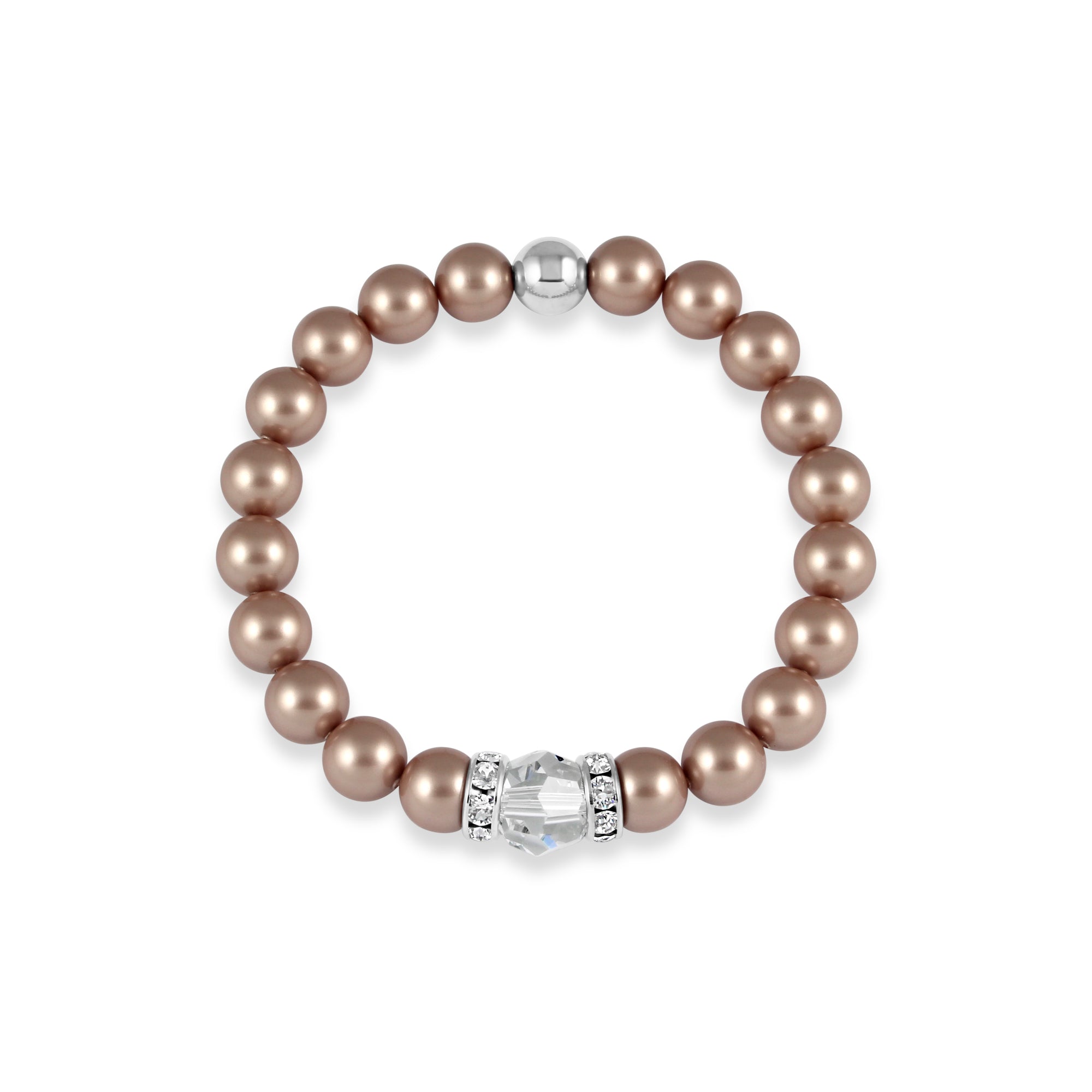 Classical Luxe Crystal Pearl Stretch Bracelet (Powdered Almond)