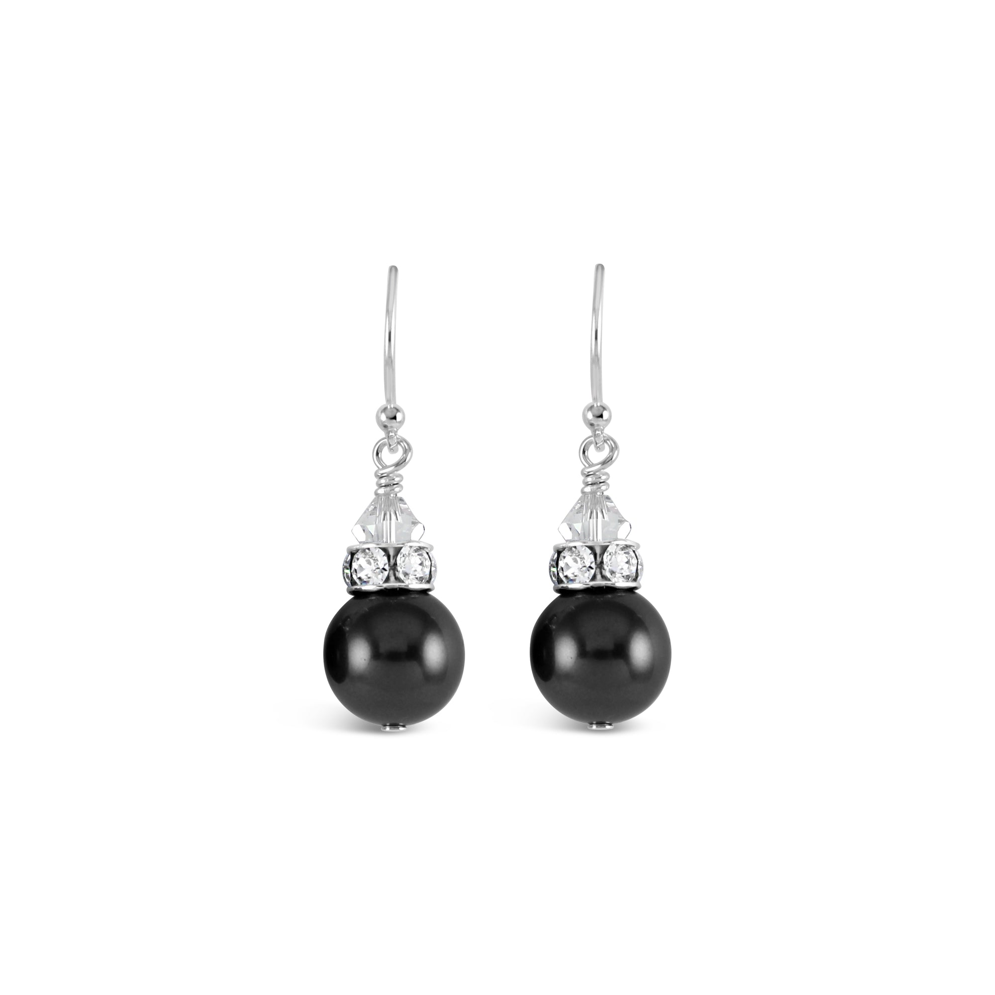 Classical Luxe Crystal Pearl Earrings (Charcoal)