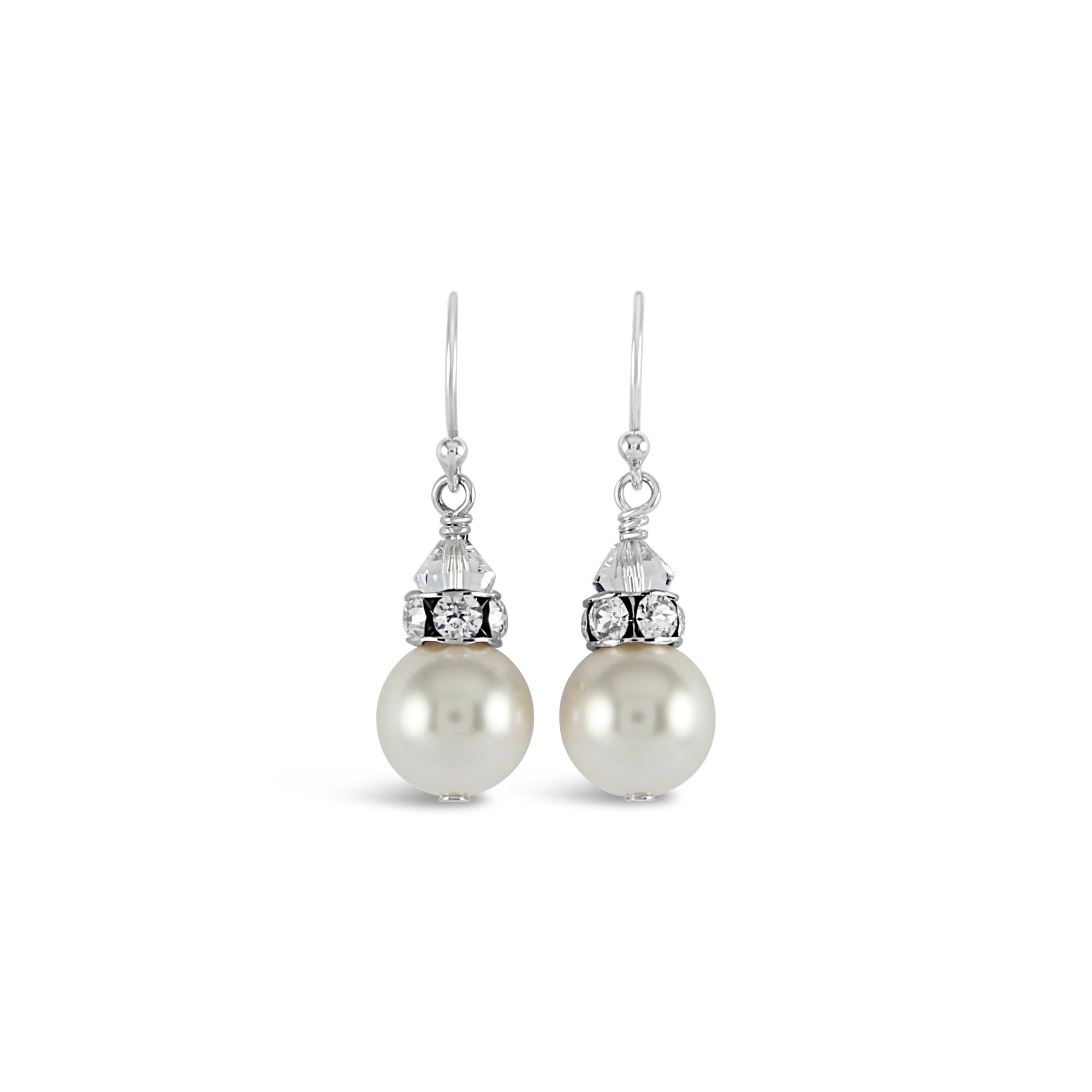 Classical Luxe Crystal Pearl Earrings (White)