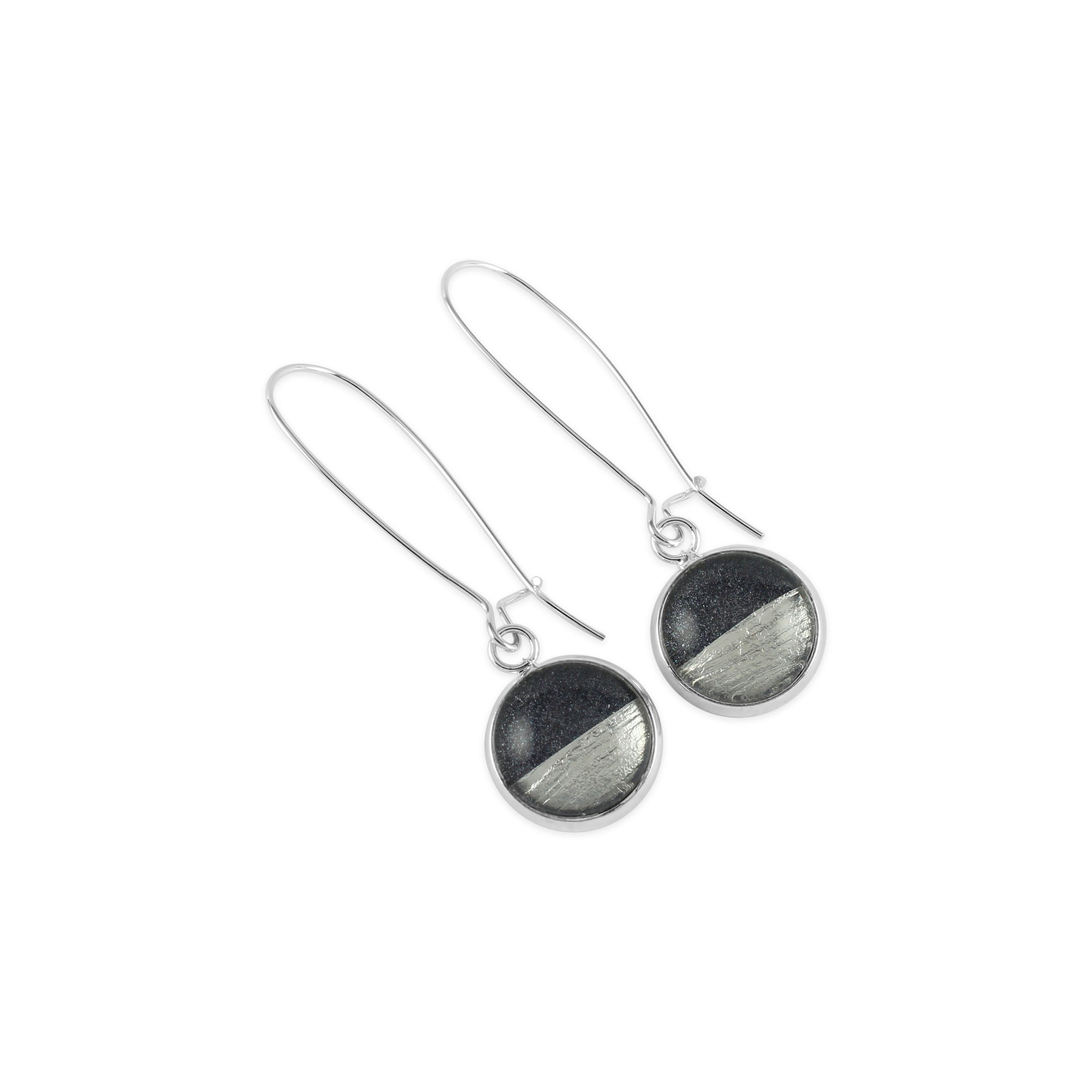 Samba Silver Linings Elongated Drop Earrings (Silver &amp; Charcoal) - New Design