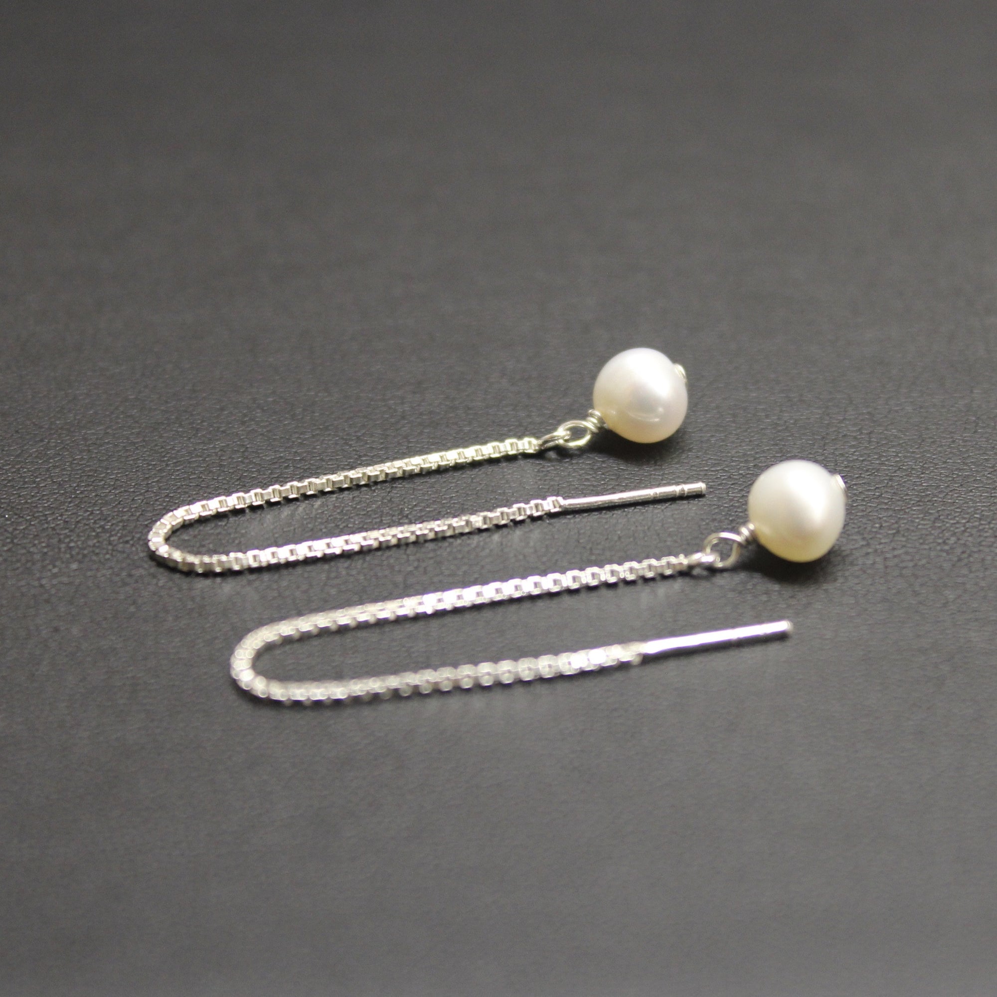 Waltz Sterling Silver Threads &amp; Pearl Earrings