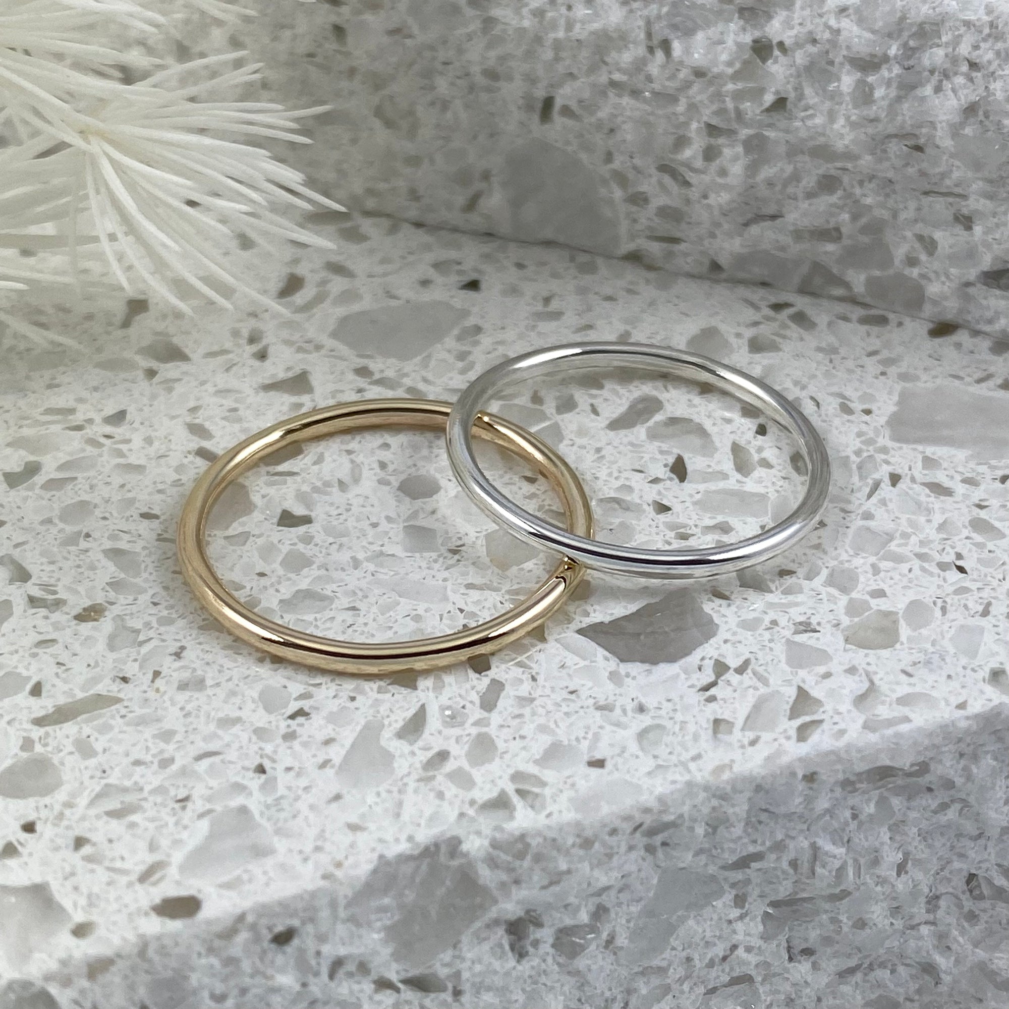 Round Halo Stacking Ring Band - Solid 9ct Gold